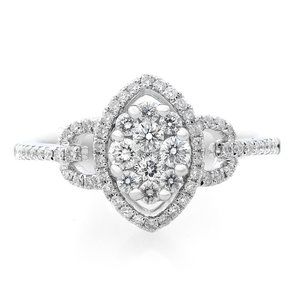 Rachel Koen Diamond Dainty Ring 18K White Gold 0.50cttw Size 7